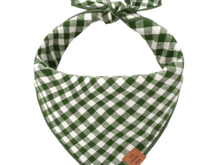 Foggy Dog Cotton Bandana - Gingham Green Online Sale