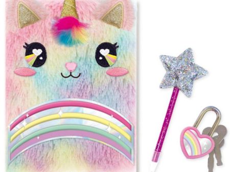 Rainbow Fuzzy Kitty Diary Set on Sale