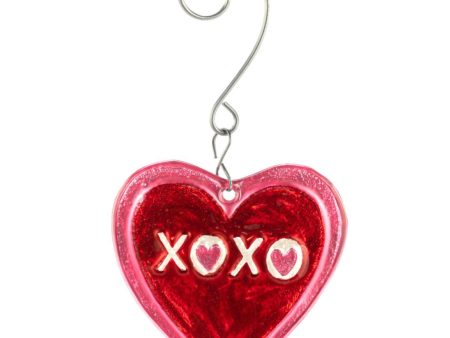 XOXO Valentine s Heart Glass Fusion Ornament Sale