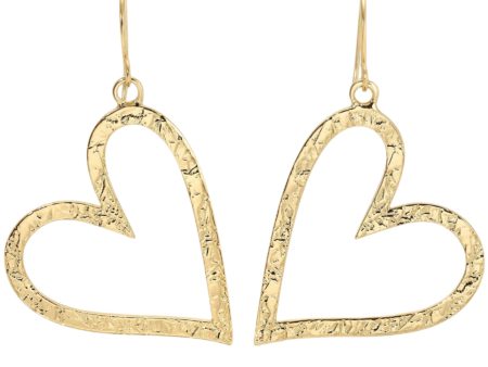 Long Gilded Heart Earrings - 1.8  Online Sale