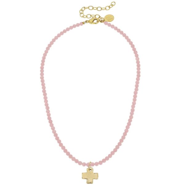 Beaded Gold Silver Cross Necklace For Cheap