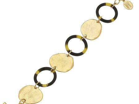 Hammered Gold & Tortoise Ring Bracelet Online Sale