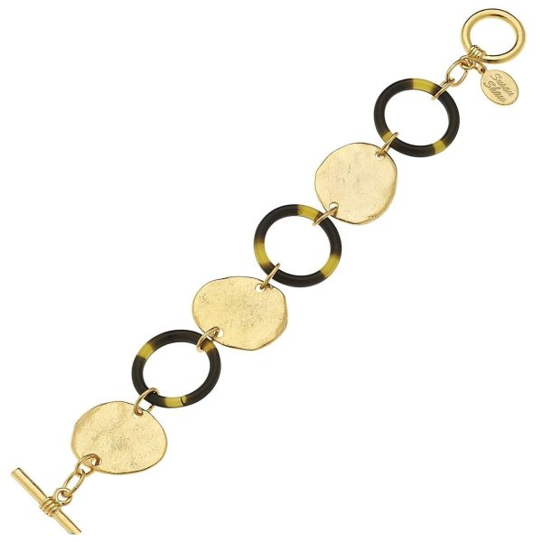 Hammered Gold & Tortoise Ring Bracelet Online Sale