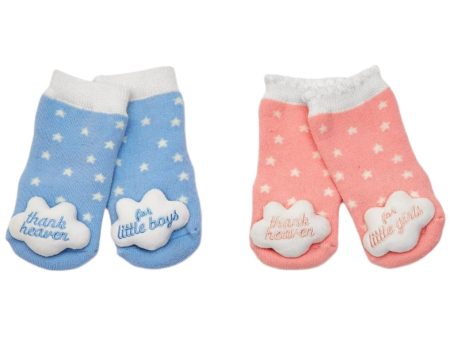 Thank Heaven  Embroidered Baby Rattle Socks Sale