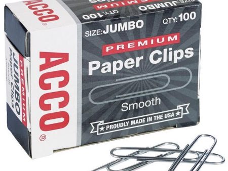 Acco Premium Jumbo Paper Clips - 100 pc. Online now