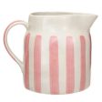 Hand-Painted Salmon Pink Striped Stoneware Pitcher - 1.75 qt. Discount