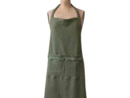 Waffle Weave Laced Cotton Apron (Forest Green) Online