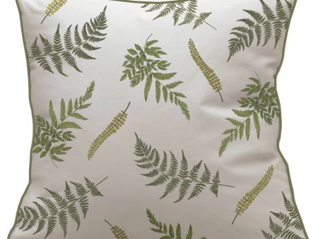 Green Ferns on Grey Embroidered Throw Pillow - 20  Online