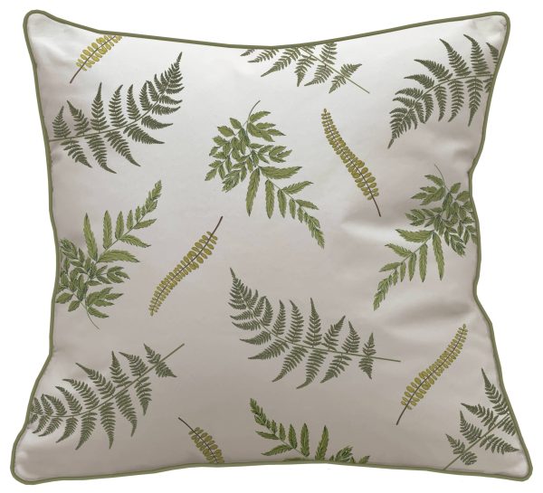 Green Ferns on Grey Embroidered Throw Pillow - 20  Online