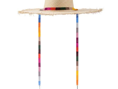 Rosita Multicolored Palm Fringe Wide Brim Hat Online Sale