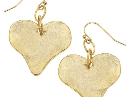 Gold Handcast Heart Earrings Fashion