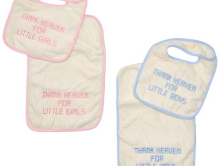 Thank Heaven  Embroidered Bib & Burp Cloth For Sale