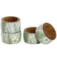 Fanciful Fern Lacquered Mango Wood Napkin Rings - 4 pc. Cheap