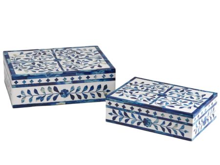 Blue & White Bone Resin Jaipur Boxes Online now