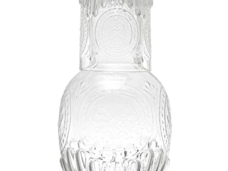 Embossed Glass Carafe w  Drinking Glass - 28 oz. Cheap