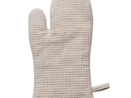 Woven Linen & Cotton Waffle-Pattern Oven Mitt Online now