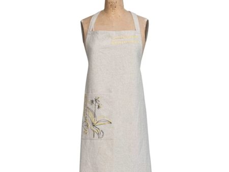 Embroidered Cotton & Linen Flower Apron For Sale