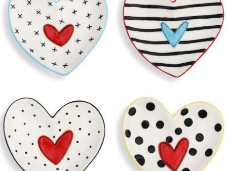 Stoneware Patterned Heart Jewelry Tray Set - 4 pc. Online now