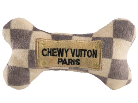 Chewy Vuiton  Checkered Plush Dog Bone Toy Online Sale