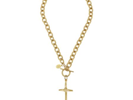 Tall Gold Cross Toggle Necklace Online Hot Sale