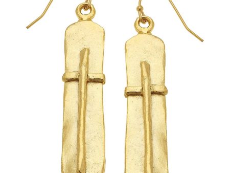 Gold Bar Cross Earrings on Sale