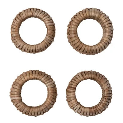 Hand-Woven Rattan Boho Napkin Rings - 4 pc. Supply