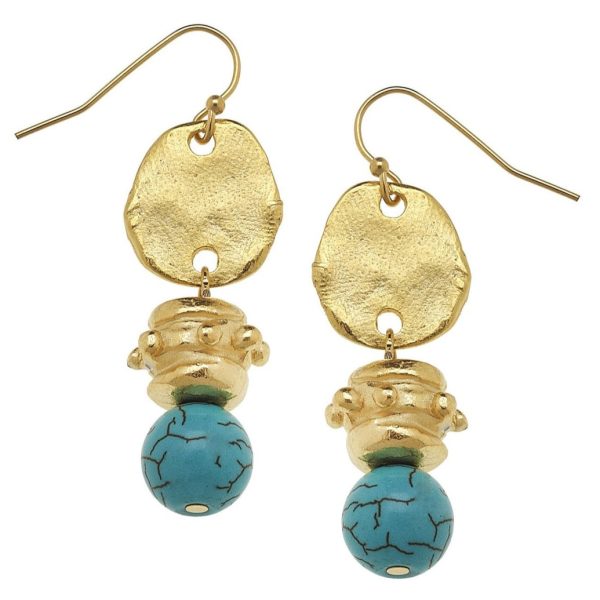 Turquoise Gold Bentley Earrings Discount