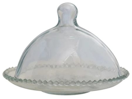 Glass Cloche w  Hobnail Edge Tray - 8.5  Hot on Sale