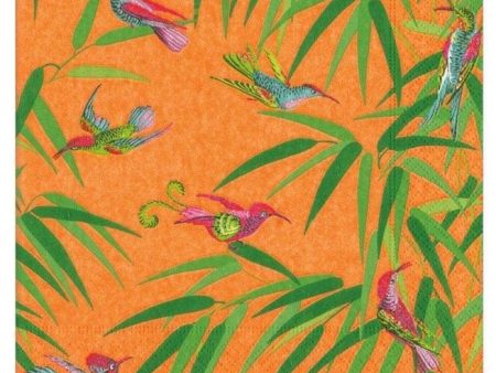 Birds in Paradise (Orange) Paper Napkins Hot on Sale