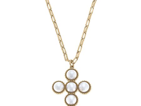 Elisha Pearl Cross Necklace Cheap