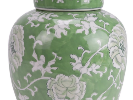 Floral Lidded Stoneware Jar - Green Online Hot Sale