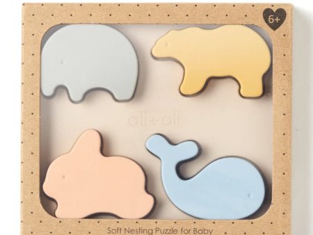 Ali + Oli 4-Piece Silicone Animal Puzzle Online now