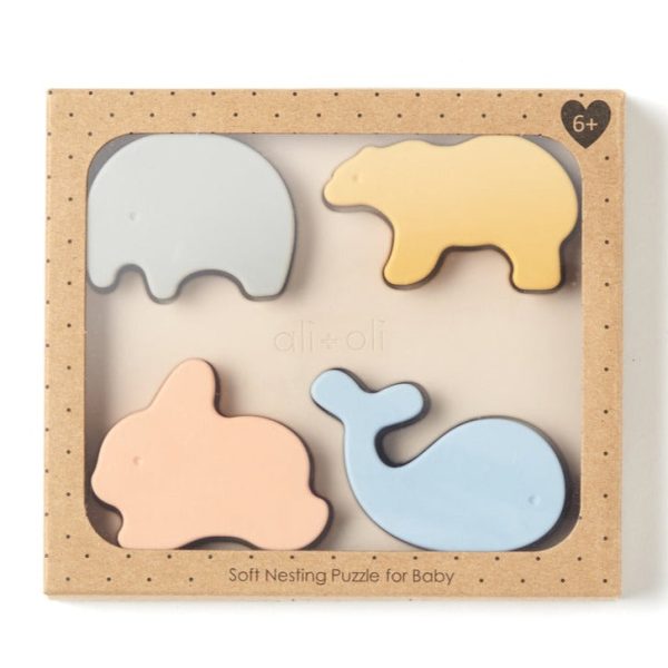 Ali + Oli 4-Piece Silicone Animal Puzzle Online now