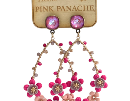 Pink Panache Austrian Crystal Flower Teardrop Earrings (Pink) For Cheap