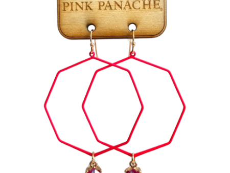 Pink Panache Octagonal Fuchsia Crystal Teardrop Earrings Hot on Sale