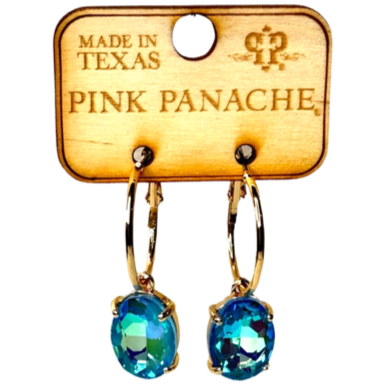 Pink Panache Oval Rhinestone Earrings Fashion