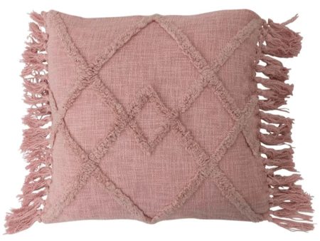 Pink Cotton Tufted Boho Pillow - 20  x 20  Cheap