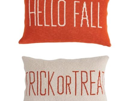 Two-Sided  Hello Fall  &  Trick-or-Treat  Lumbar Pillow - 24  x 16  Online Sale