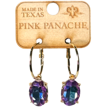 Pink Panache Oval Rhinestone Earrings Fashion