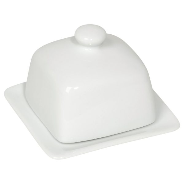 Now Designs Matte White Stoneware Butter Dish Online now