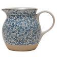 Hand-Painted Blue Floral Print Stoneware Pitcher Online Hot Sale