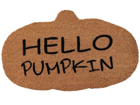 Hello Pumpkin  Festive Shaped Coir Mat - 30  x 18  Supply