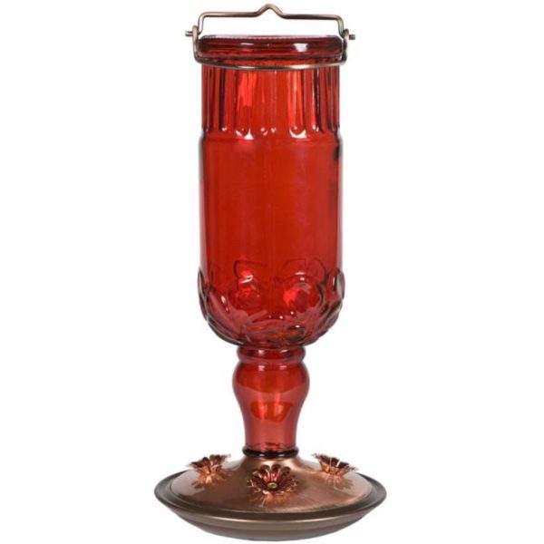 Perky-Pet Red Antique Glass Bottle Hummingbird Feeder - 24 oz. Supply