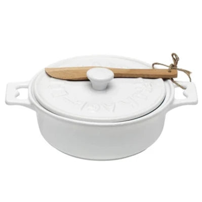 7  Stoneware Mini Brie Baker w  Bamboo Spreader Online now