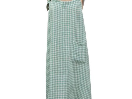 Aqua Gingham Pocketed Cotton Apron Supply