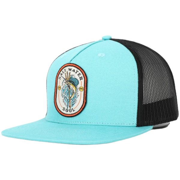 Salt Water Soul Marlin Trident Mesh Snapback Hat on Sale