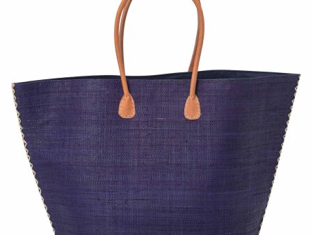 Navy Blue Raffia Tote Bag Supply