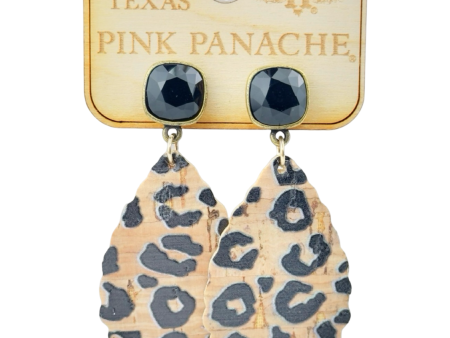 Pink Panache Austrian Crystal & Cork Leopard Earrings For Cheap