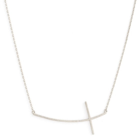 Brushed Side Cross Necklace For Discount