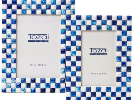 Blue Resin & White Bone Checkered Photo Frame Sale